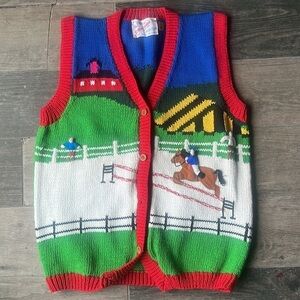 Cotton Salsa Knitted Equestrian Sweater Vest Medium
